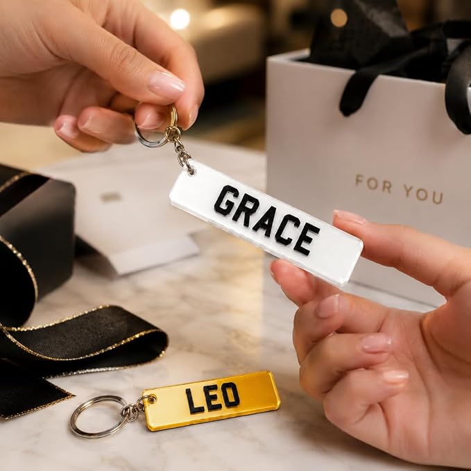 Custom 3D Number Plate Keyring, Personalised Name Keychain, Registration Key ring, Custom Number Plate Keyring, New Pass Driver, Keychain Gift