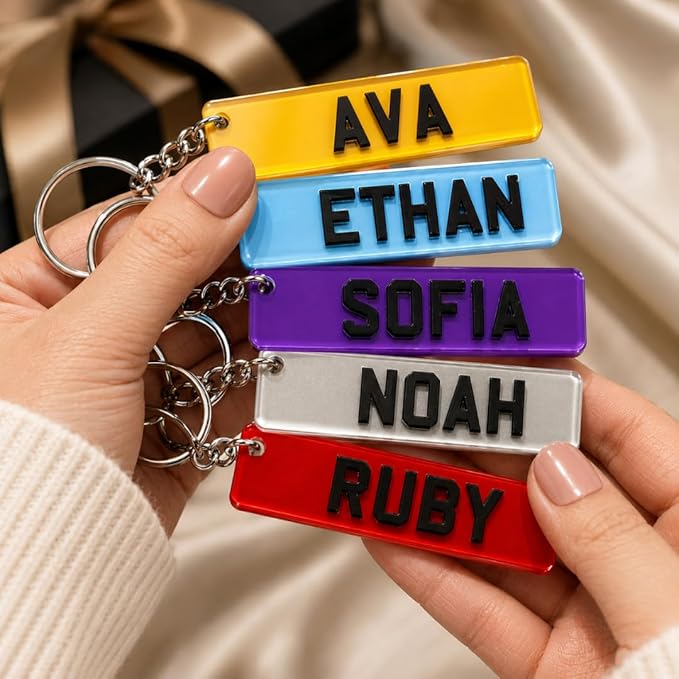 Custom 3D Number Plate Keyring, Personalised Name Keychain, Registration Key ring, Custom Number Plate Keyring, New Pass Driver, Keychain Gift